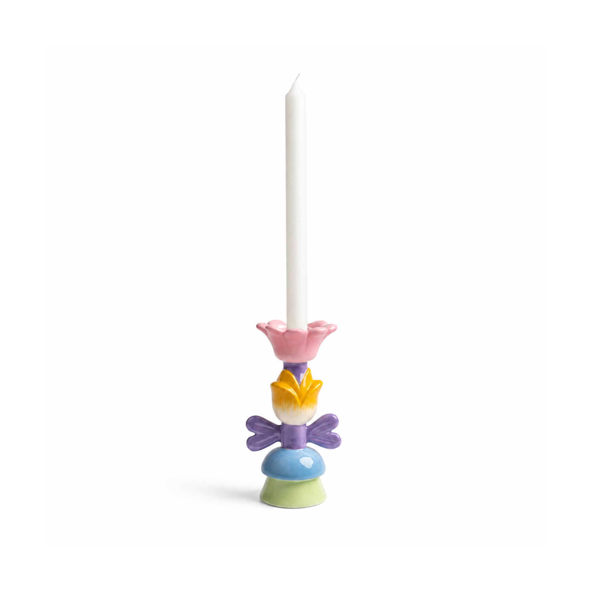 Lueur Florale No.1 El Yapımı Seramik Mumluk, el yapımı seramik, el fırçası boyama, 16 cm (Yükseklik) x 8,5 cm (Çap), Lueur Florale koleksiyonu, Tyche Co..
