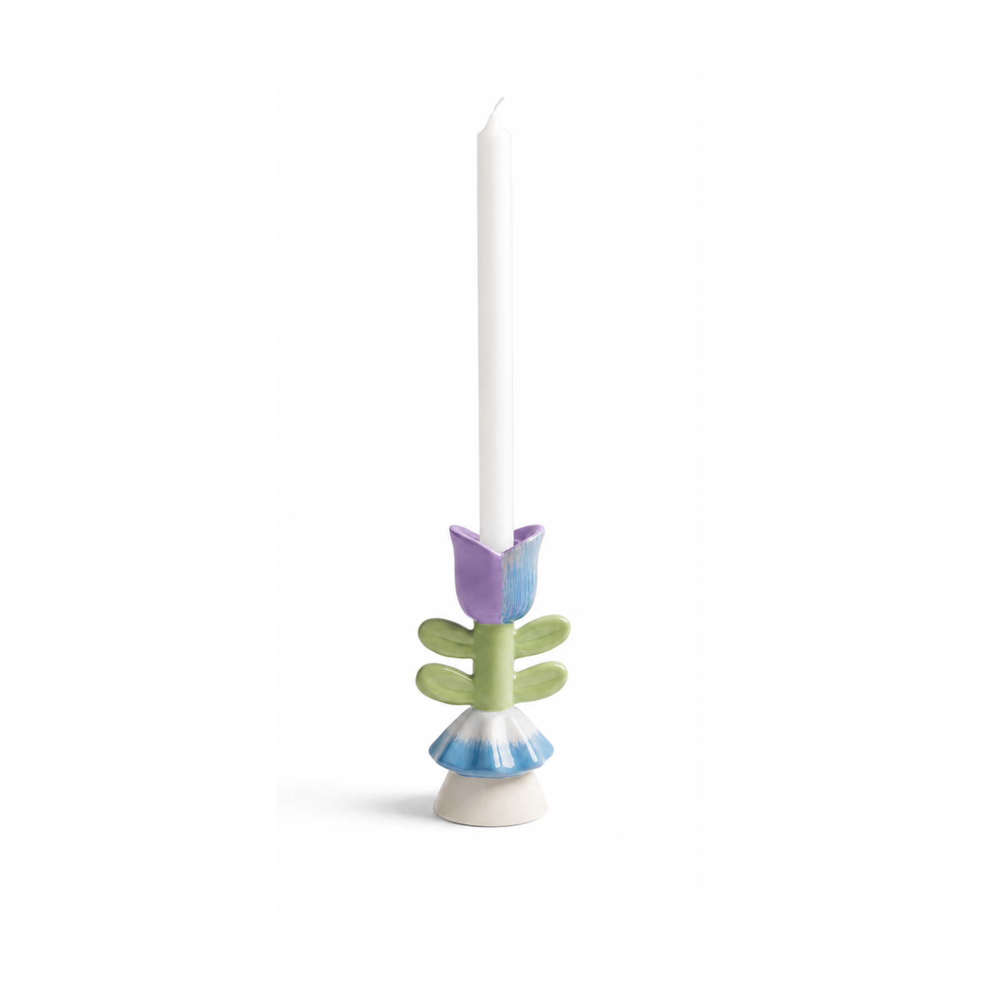 Lueur Florale No.2 El Yapımı Seramik Mumluk, el yapımı seramik, el fırçası boyama, 14 cm (Uzunluk) x 8,5 cm (Çap), Lueur Florale koleksiyonu, Tyche Co..