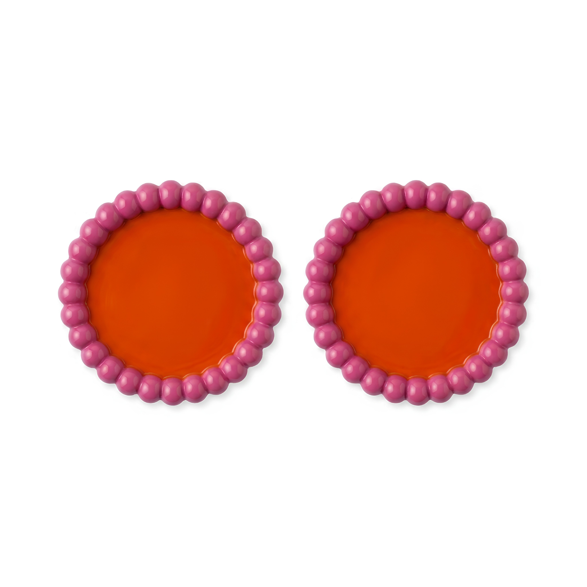 Turuncu & Pembe Big Bubble 2'li Bardak Altlığı, el yapımı özel beton harcı, 13 cm, Studio Jera.