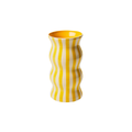 Sarı Bobble Stripe Vazo, el boyaması seramik, 11 cm, Bobble koleksiyonu, Studio Jera.