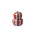 Açık Mavi & Kırmızı Bobble Striped Vazo, el boyaması seramik, 11 cm, Bobble koleksiyonu, Tyche Co.