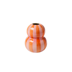 Kırmızı & Pembe Bobble Striped Vazo, el boyaması seramik, 11 cm, Bobble koleksiyonu, Tyche Co.