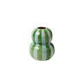 Yeşil & Açık Mavi Bobble Striped Vazo, el boyaması seramik, 11 cm, Bobble koleksiyonu, Tyche Co.