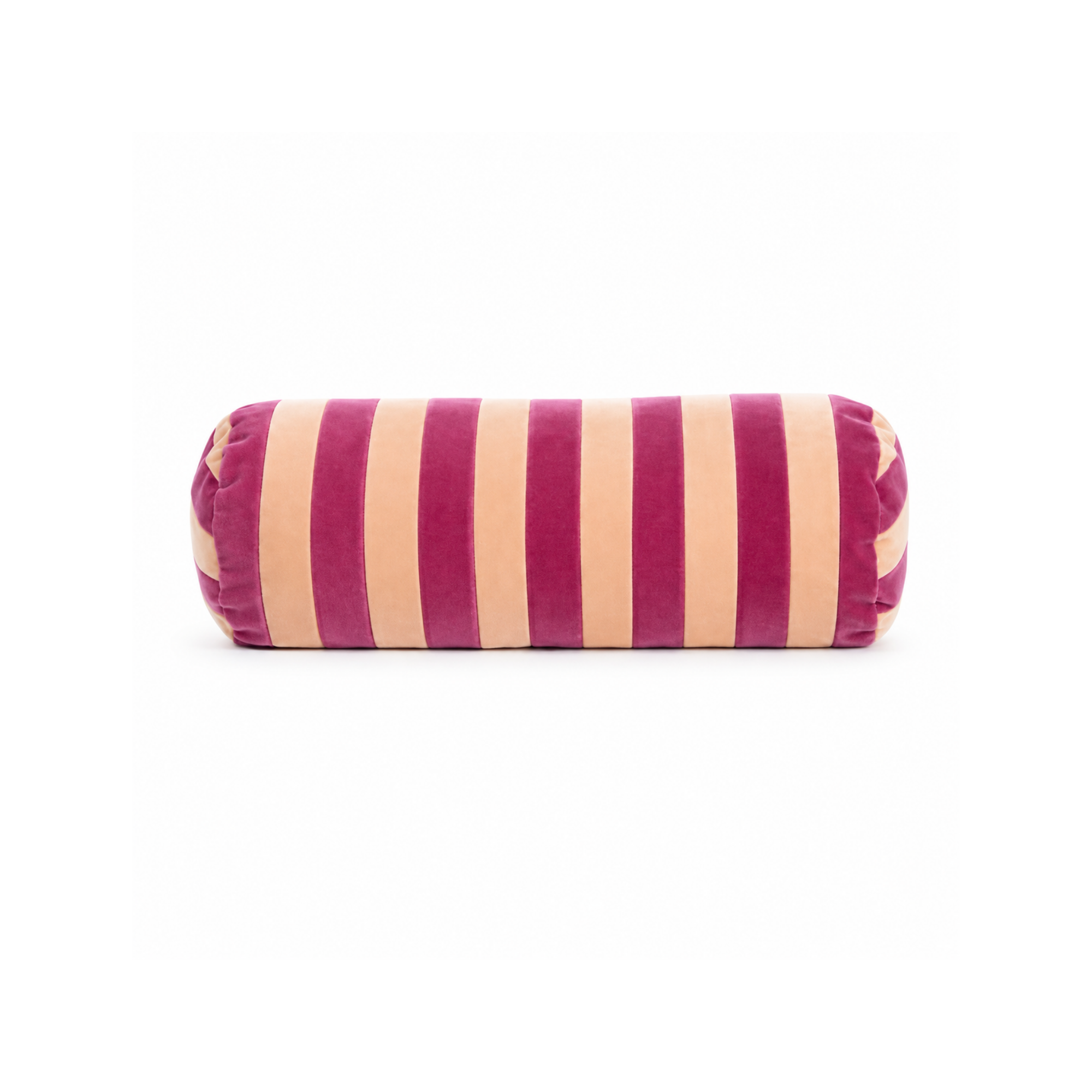 Pudra Şeftali & Ahududu Pembe Capri Silindir Kadife Kırlent 15x40, kadife, Capri, TYCHE CO.