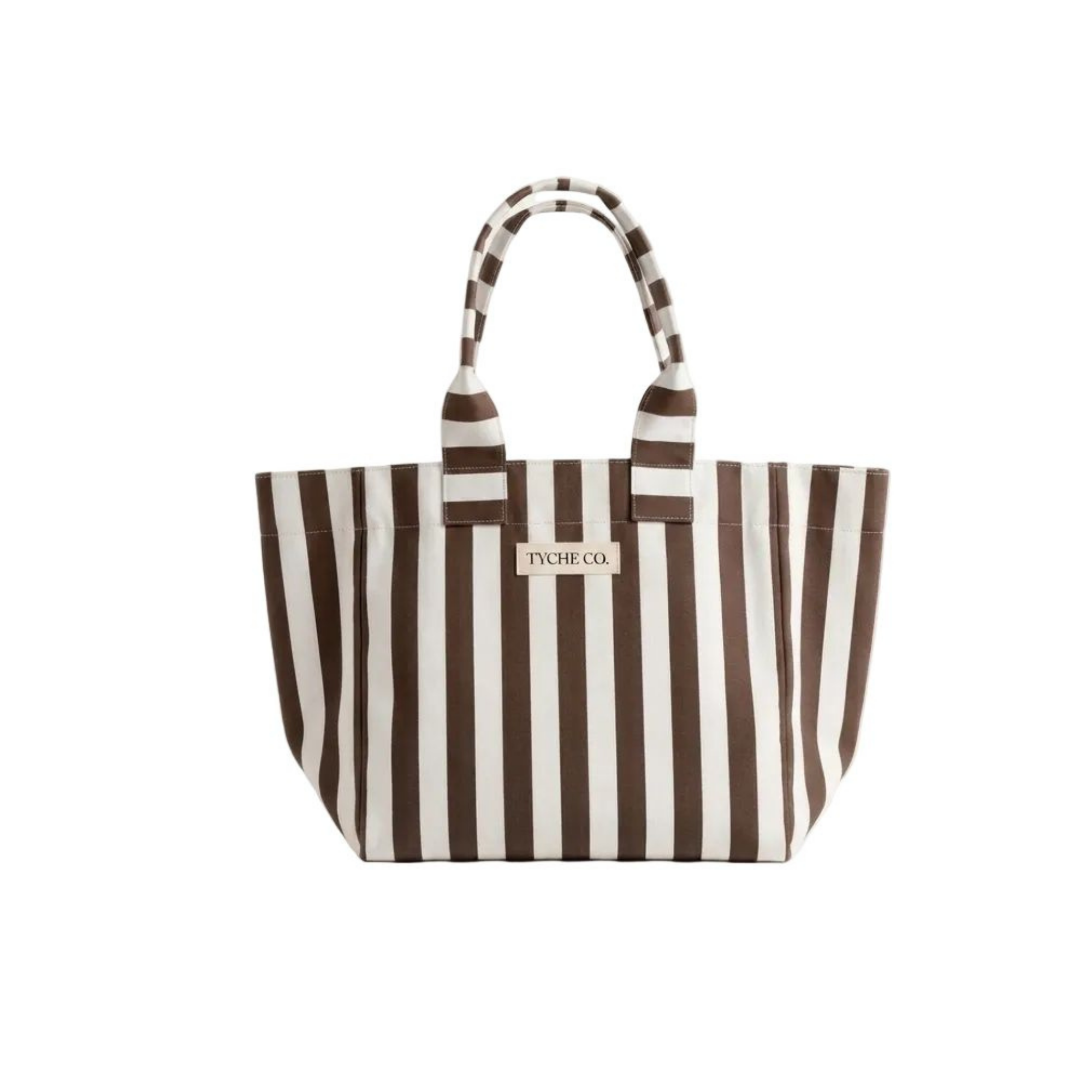 Kahverengi & Beyaz Efila Tote Çanta, su itici kumaş, %100 keten astar, 40×30×12 cm, Efila koleksiyonu, Tyche Co.
