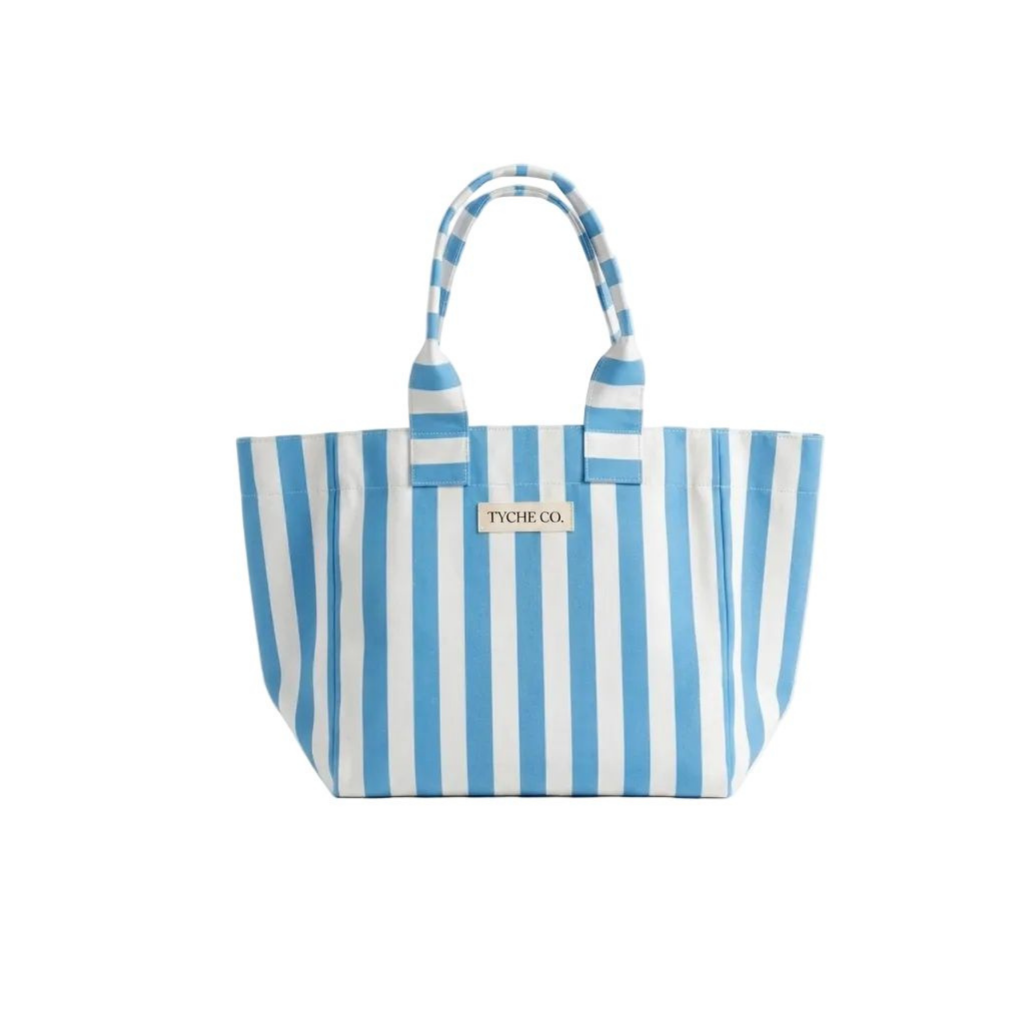 Mavi & Beyaz Efila Tote Çanta, su itici kumaş, %100 keten astar, 40×30×12 cm, Efila koleksiyonu, Tyche Co.