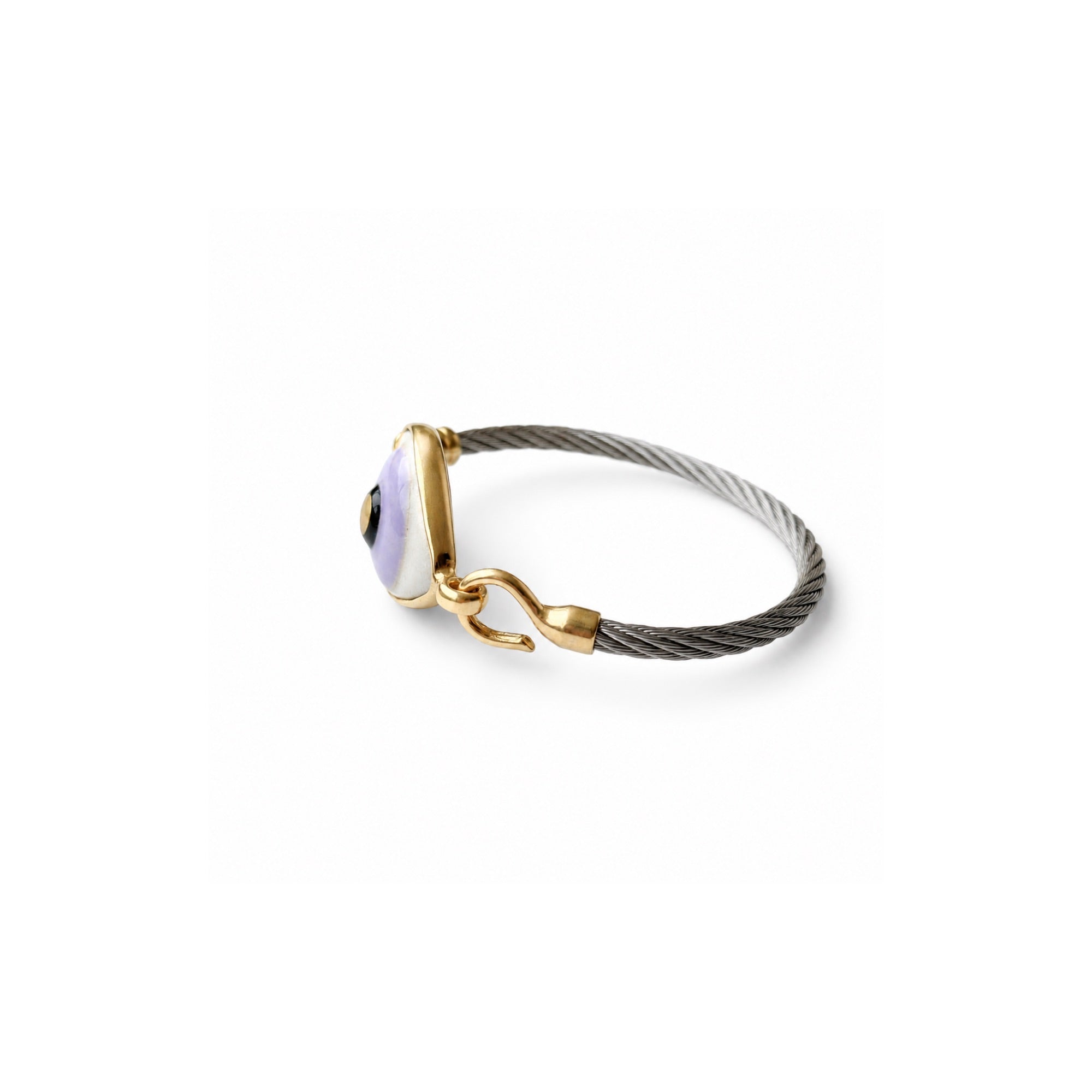 Lila Evil Eye Cable Bileklik, el yapımı, Daniela Ceramic.