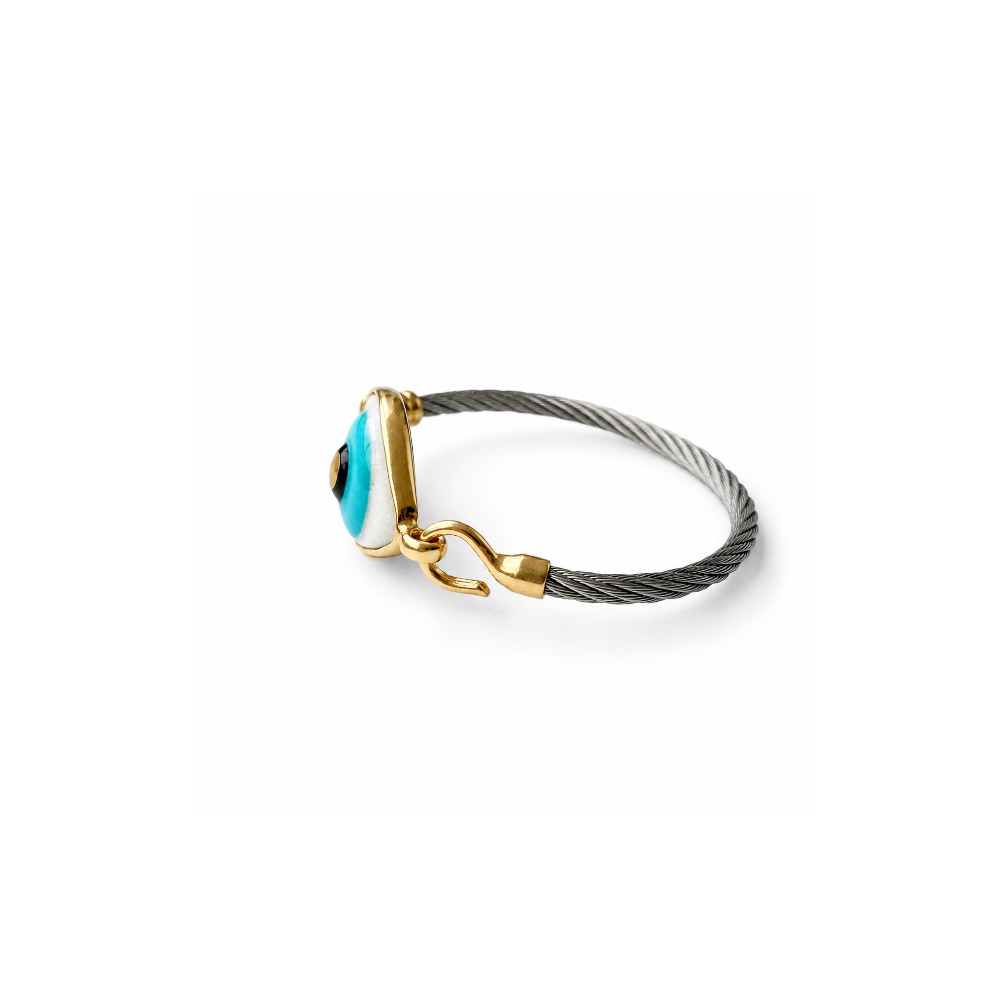 Turkuaz Evil Eye Cable Bileklik, el yapımı, Daniela Ceramic.