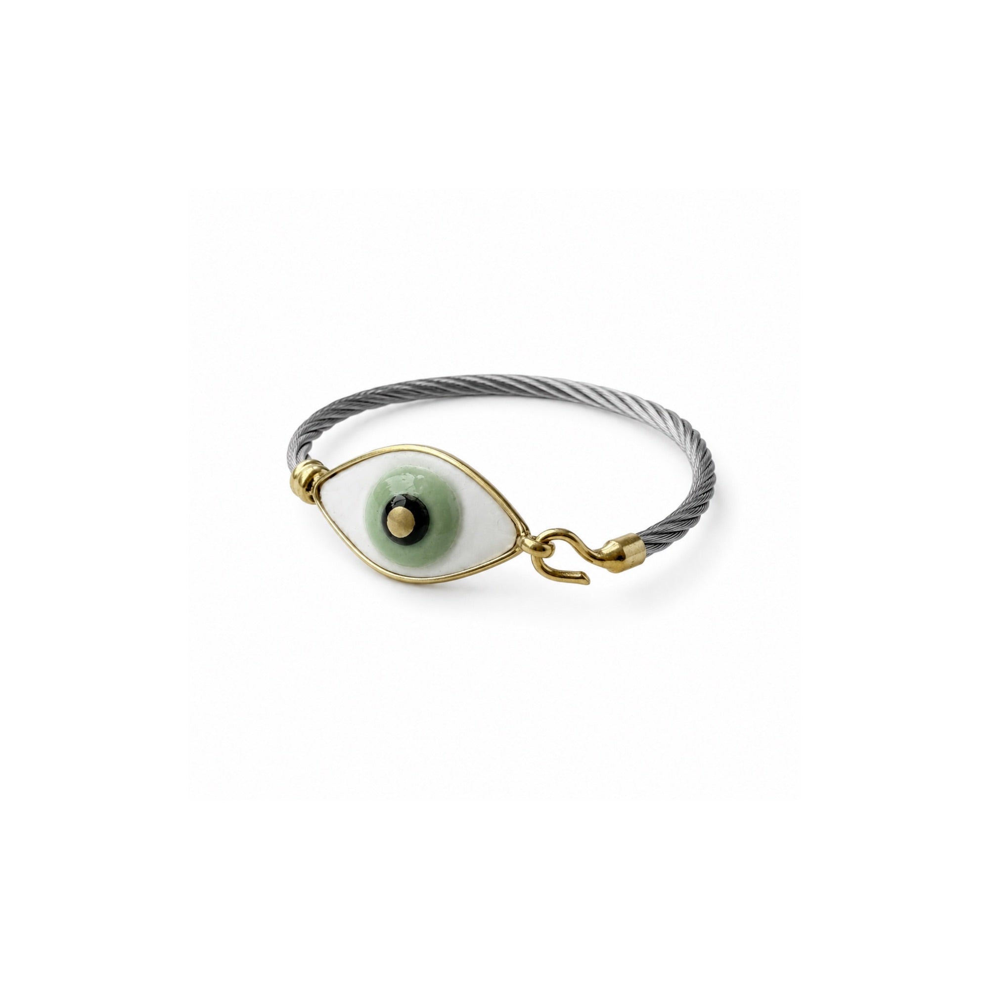 Yeşil Evil Eye Cable Bileklik, el yapımı, Daniela Ceramic.