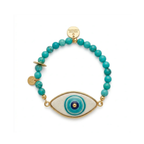 Turkuaz & Mavi Evil Eye Doğal Taş Bileklik, el yapımı seramik, Evil Eye Koleksiyonu, Daniela Ceramic.
