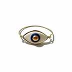 Mavi Evil Eye Kelepçe Bileklik, el yapımı seramik, Evil Eye Koleksiyonu, Daniela Ceramic.