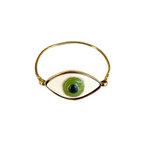 Yeşil Evil Eye Kelepçe Bileklik, el yapımı seramik, Evil Eye Koleksiyonu, Daniela Ceramic.