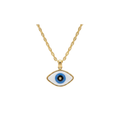 Mavi Evil Eye Madalyon Kolye, el yapımı, Daniela Ceramic.