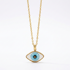 Turkuaz Evil Eye Madalyon Kolye, el yapımı, Daniela Ceramic.