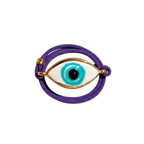 Mor Evil Eye Örgü Bileklik, el yapımı seramik, Evil Eye Koleksiyonu, Daniela Ceramic.