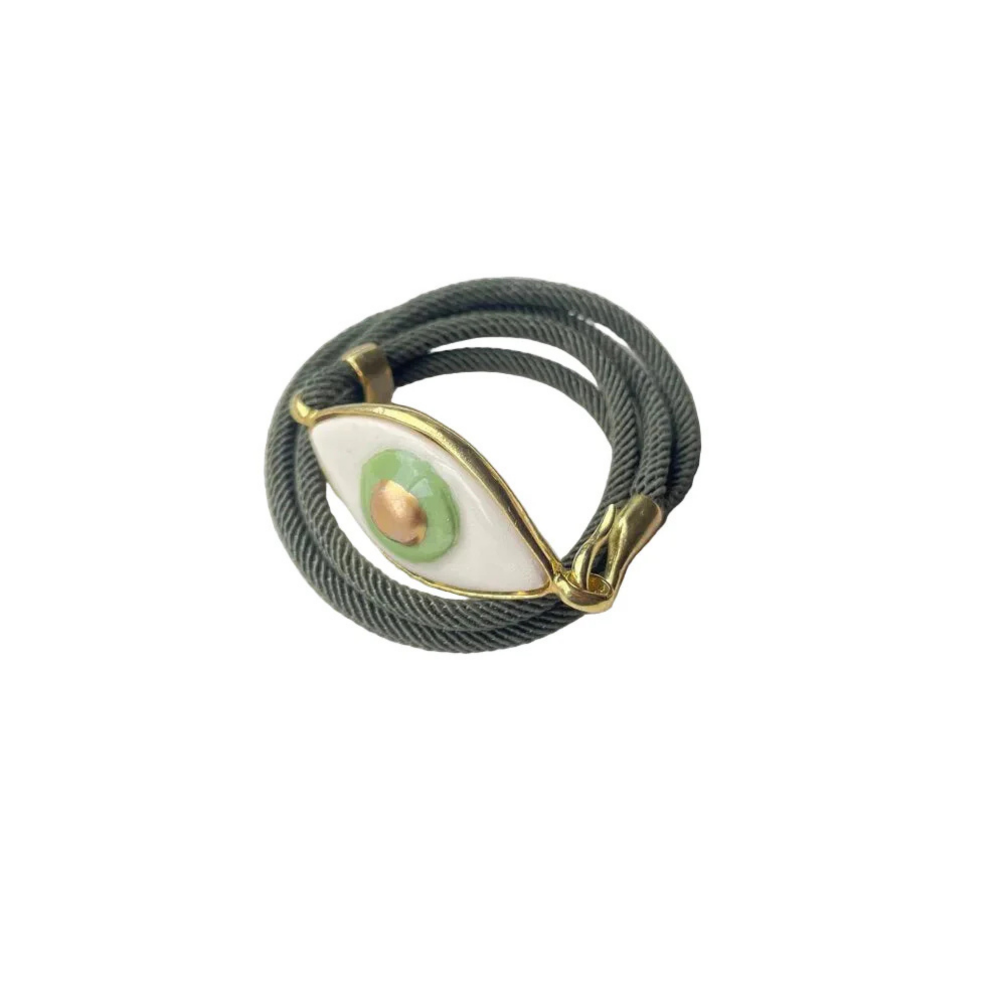 Yeşil Evil Eye Örgü Bileklik, el yapımı seramik, Evil Eye Koleksiyonu, Daniela Ceramic.
