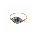 Saks Mavisi Evil Shiny Eye Kelepçe Bileklik, el yapımı seramik, Evil Eye Koleksiyonu, Daniela Ceramic.