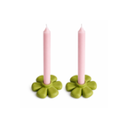 Fıstık Yeşili Flora 2'li Mumluk Set, el yapımı özel beton harcı, 9 cm, Flora koleksiyonu, Studio Jera.