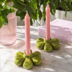Fıstık Yeşili Flora 2'li Mumluk Set, el yapımı özel beton harcı, 9 cm, Flora koleksiyonu, Studio Jera.