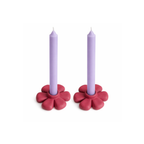 Pembe Flora 2'li Mumluk Set, el yapımı özel beton harcı, 9 cm, Flora koleksiyonu, Studio Jera.