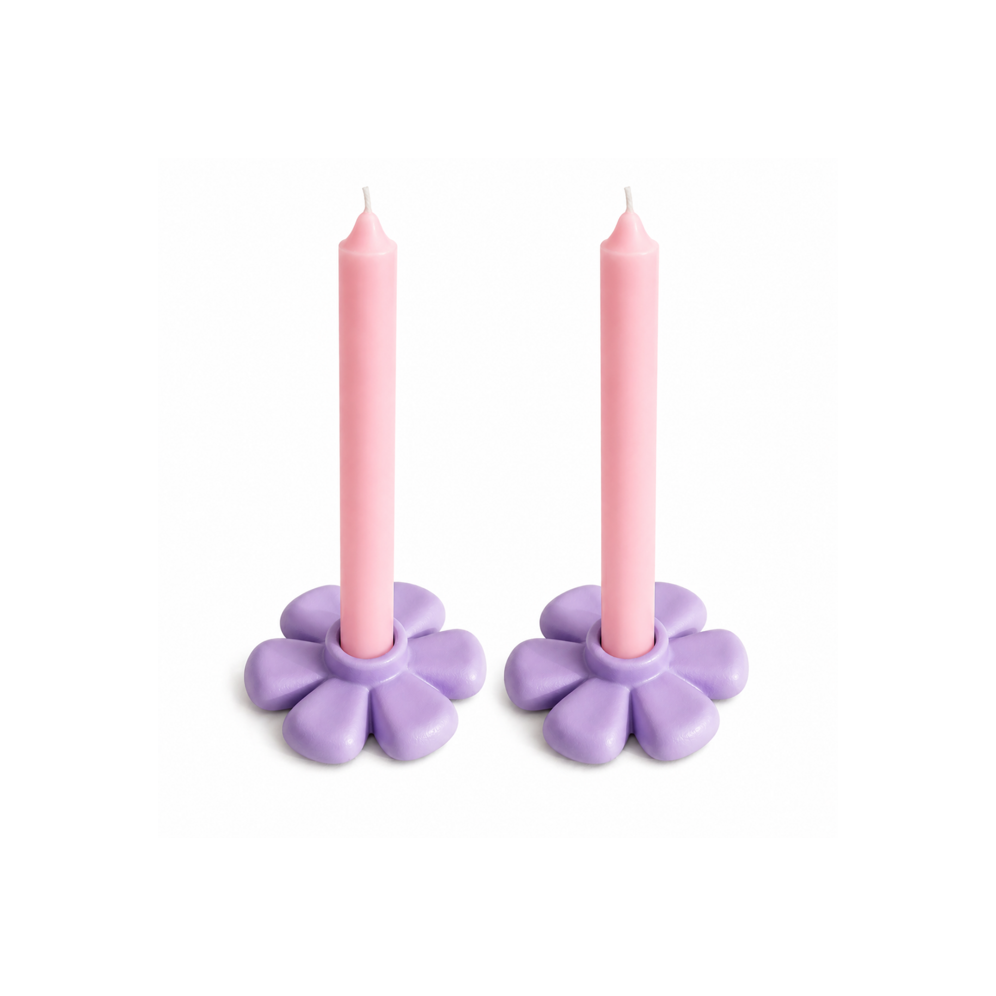 Lila Flora 2'li Mumluk Set, el yapımı özel beton harcı, 9 cm, Flora koleksiyonu, Studio Jera.