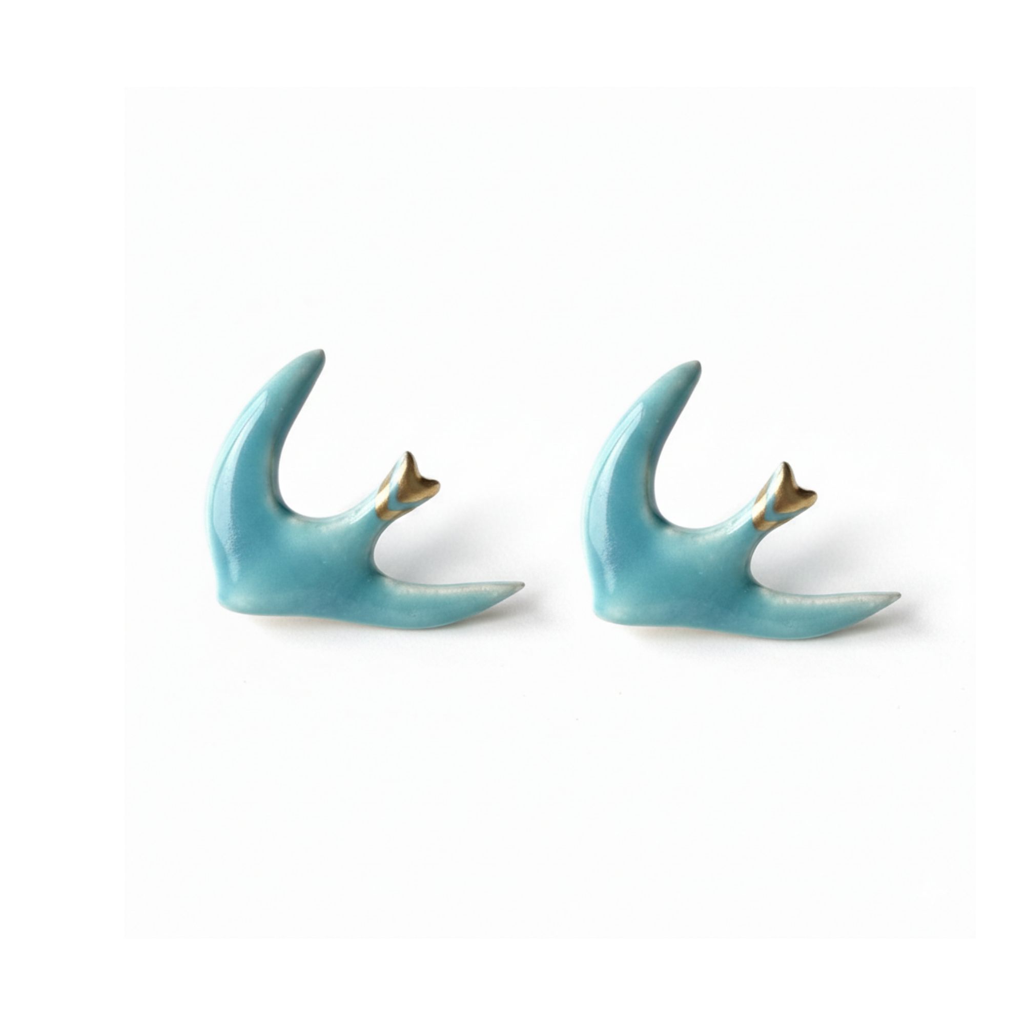 Turkuaz Free Bird Seramik Kırlangıç Küpe, el yapımı seramik, Free Bird Koleksiyonu, Daniela Ceramic.