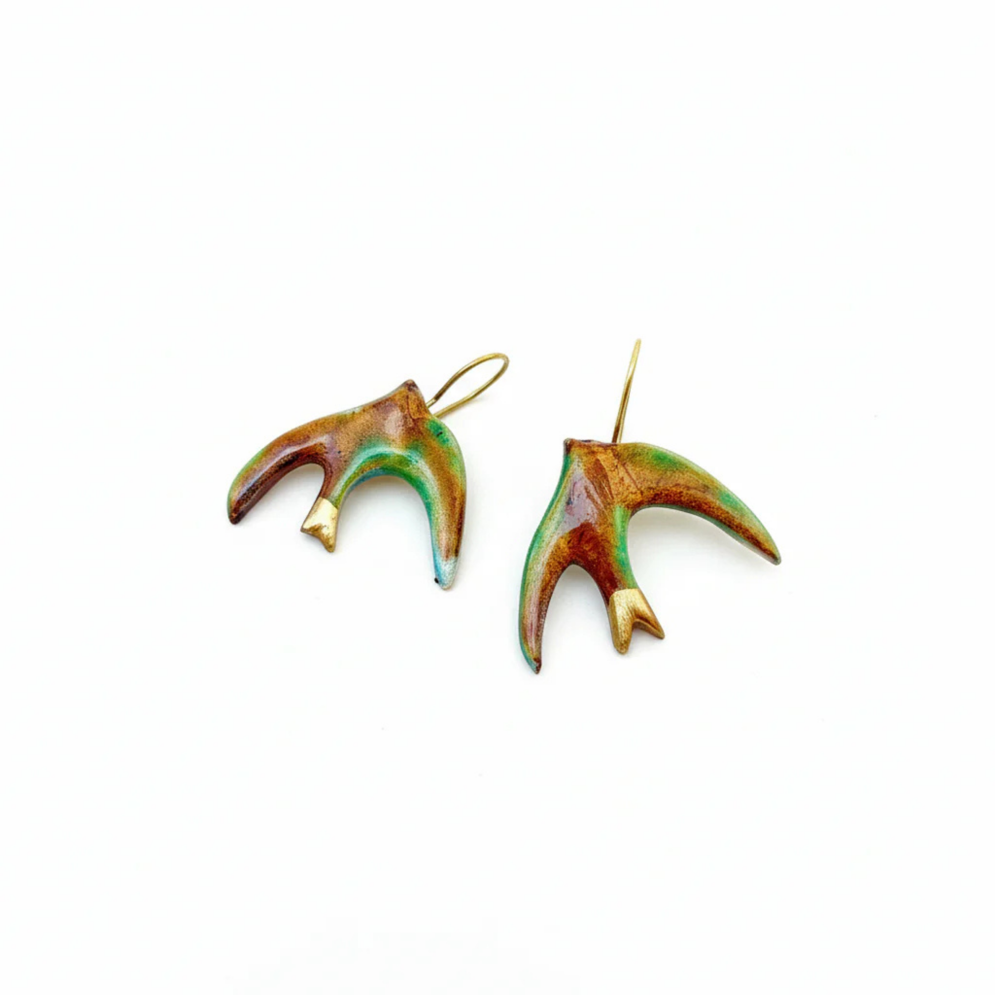 Çimen Yeşili Free Zippy Bird Seramik Kırlangıç Küpe, el yapımı seramik, Free Bird Koleksiyonu, Daniela Ceramic.