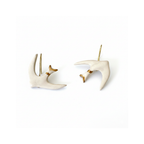 Ekru Free Zippy Bird Seramik Kırlangıç Küpe, el yapımı seramik, Free Bird Koleksiyonu, Daniela Ceramic.