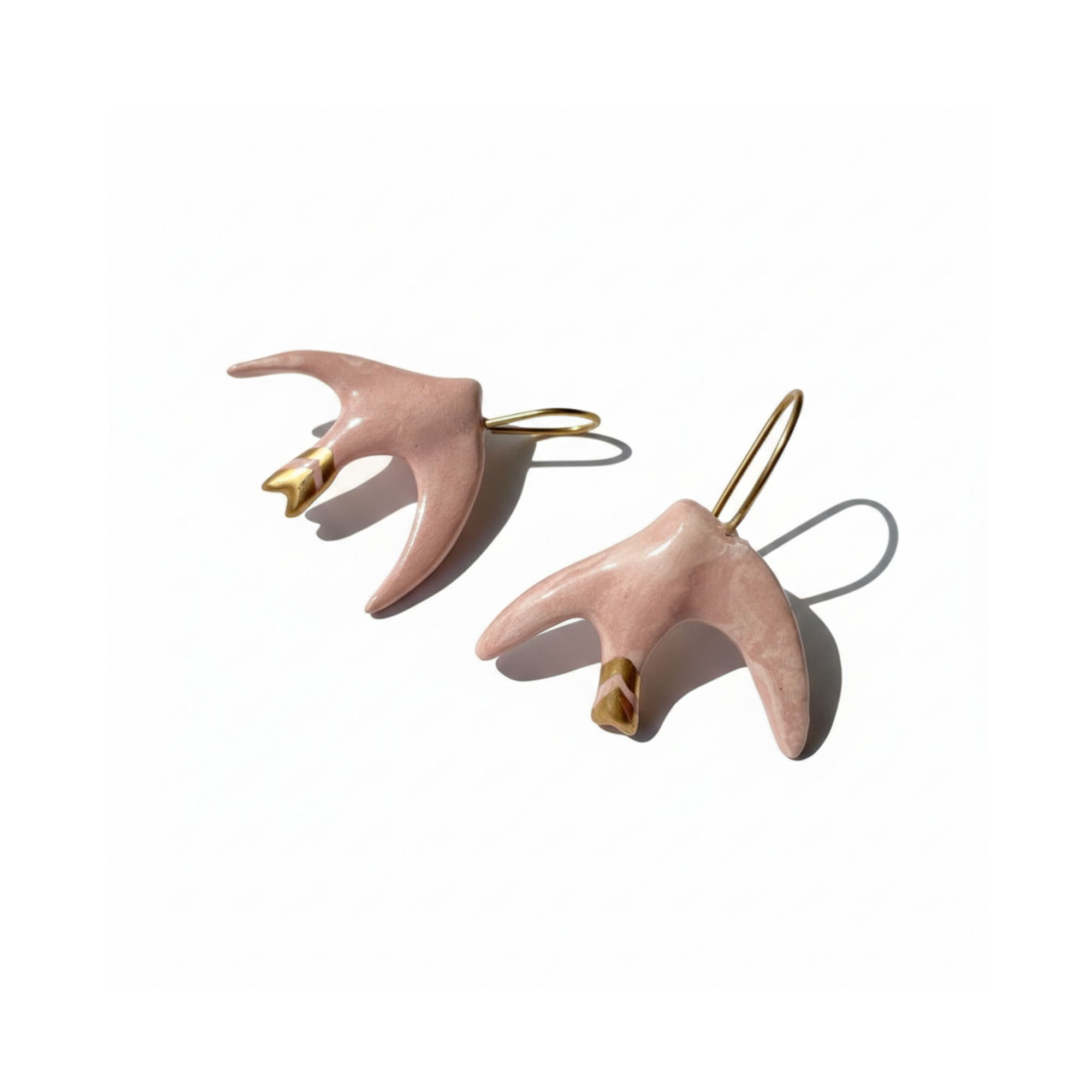 Pembe Free Zippy Bird Seramik Kırlangıç Küpe, el yapımı seramik, Free Bird Koleksiyonu, Daniela Ceramic.