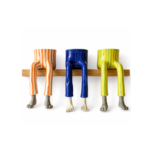 Funny Happy Legs Saksı 3'lü Set, el yapımı seramik, Funny, TYCHE CO.