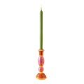 Pembe & Turuncu Gaia El Boyaması Ahşap Şamdan, el boyaması ahşap, Gaia Koleksiyonu, Studio Jera.