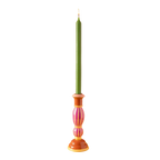 Pembe & Turuncu Gaia El Boyaması Ahşap Şamdan, el boyaması ahşap, Gaia Koleksiyonu, Studio Jera.
