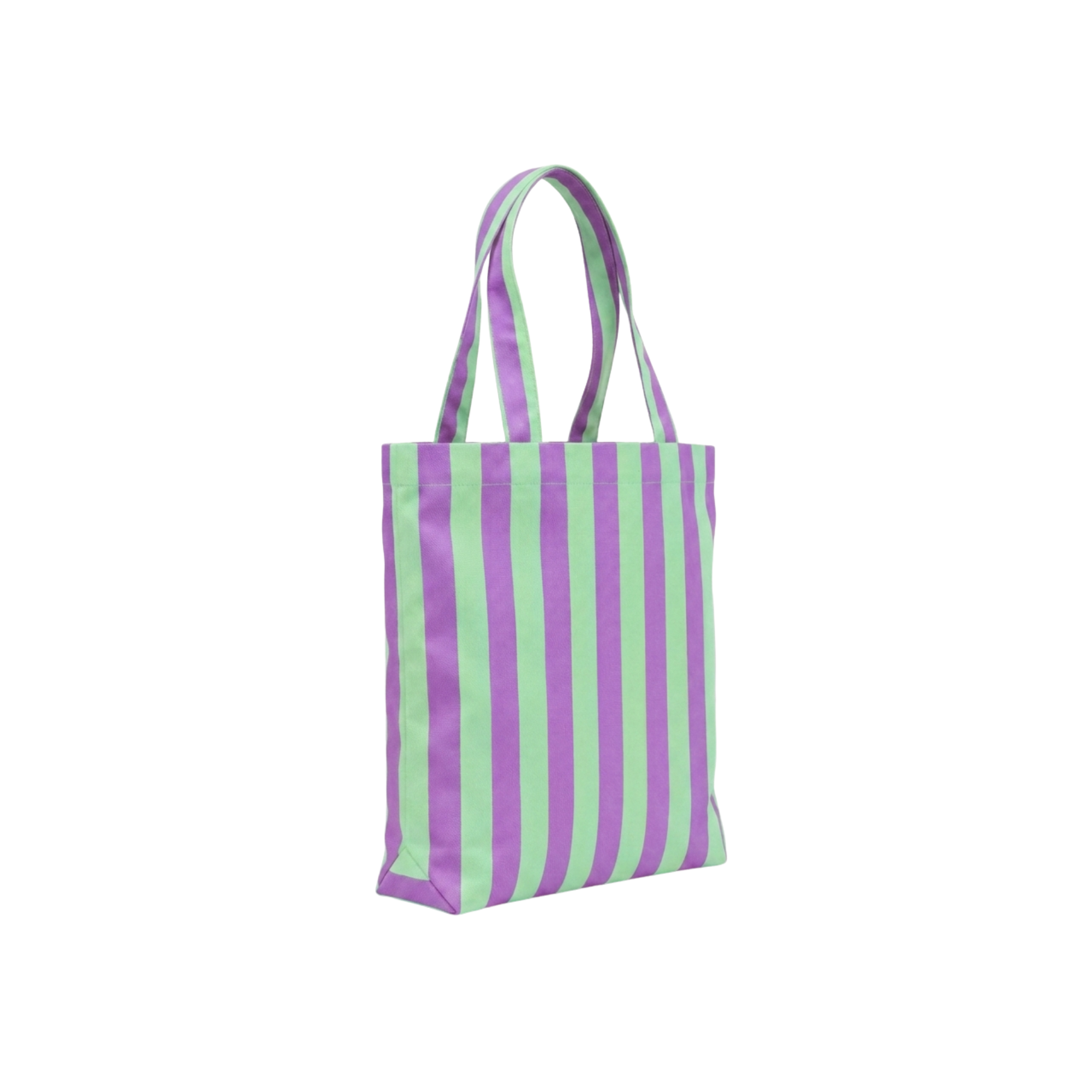 Ada Çayı Yeşili & Lila Klotho Stick Tote Çanta, %100 pamuklu keten, 30x35x10 cm, fermuarlı, Klotho koleksiyonu, Tyche Co.