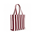 Bordo & Beyaz Klotho Stick Tote Çanta, %100 pamuklu keten, 30x35x10 cm, fermuarlı, Klotho koleksiyonu, Tyche Co.