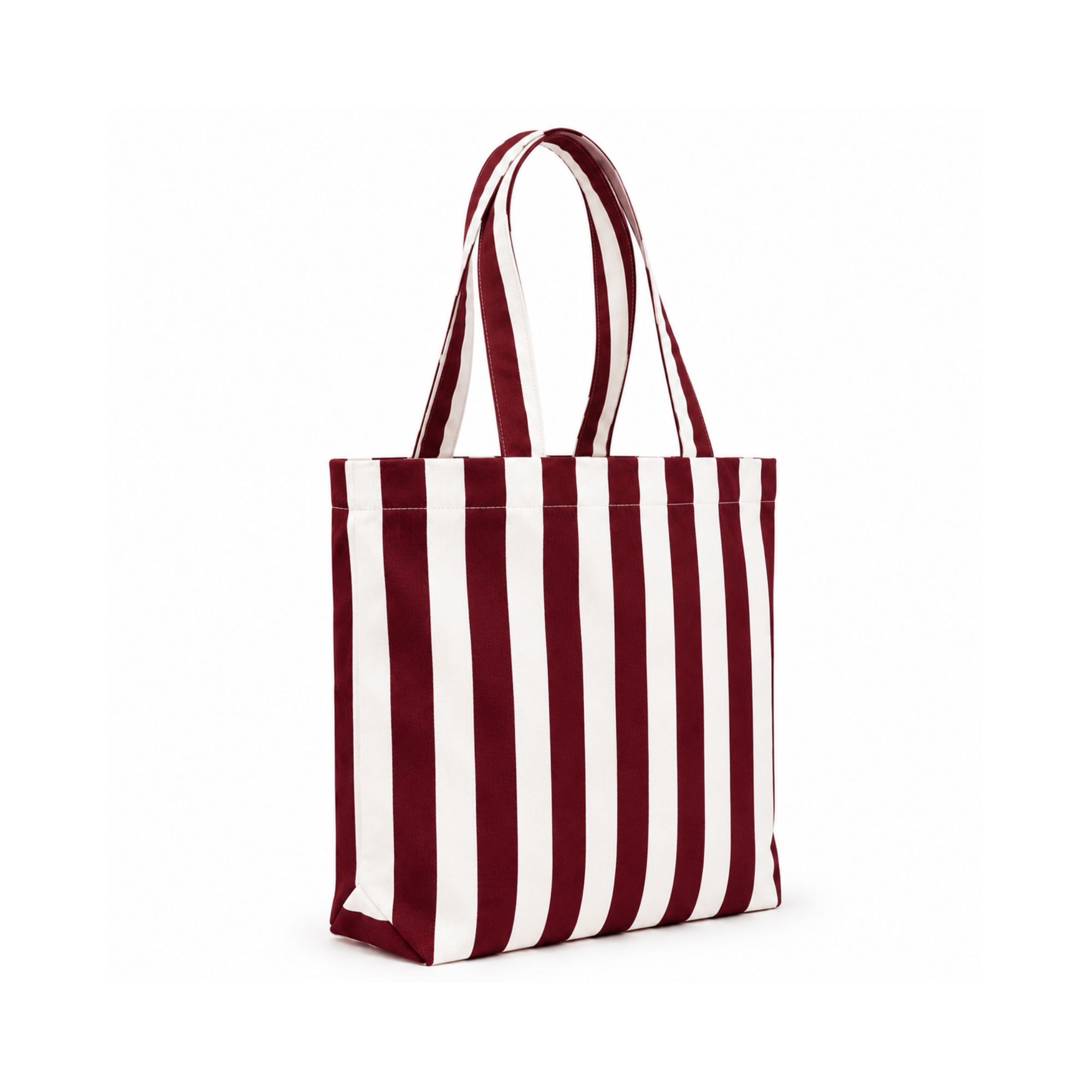 Bordo & Beyaz Klotho Stick Tote Çanta, %100 pamuklu keten, 30x35x10 cm, fermuarlı, Klotho koleksiyonu, Tyche Co.