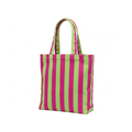 Fıstık Yeşili & Fuşya Klotho Stick Tote Çanta, %100 pamuklu keten, 30x35x10 cm, fermuarlı, Klotho koleksiyonu, Tyche Co.