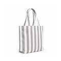 Gri & Beyaz Klotho Stick Tote Çanta, %100 pamuklu keten, 30x35x10 cm, fermuarlı, Klotho koleksiyonu, Tyche Co.