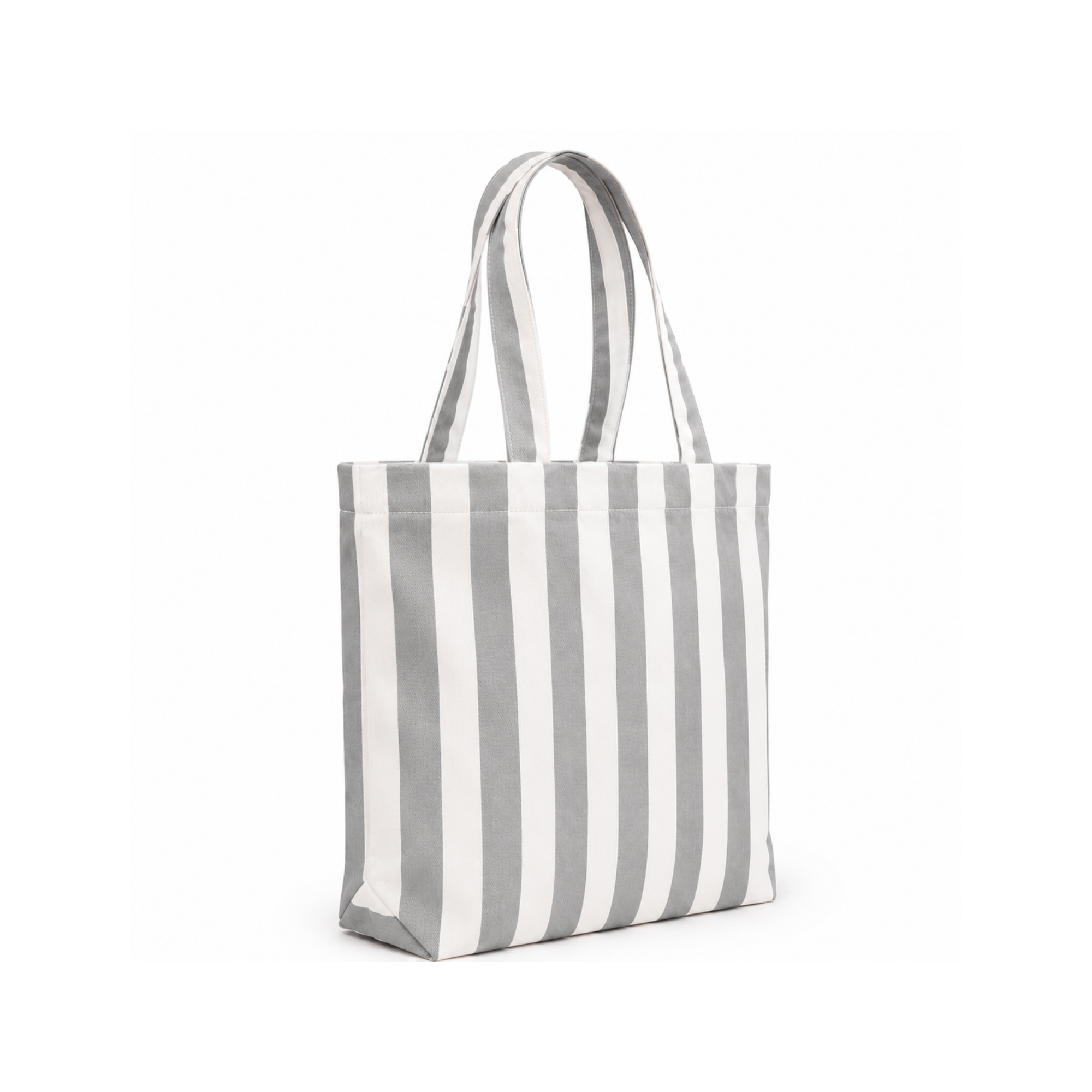 Gri & Beyaz Klotho Stick Tote Çanta, %100 pamuklu keten, 30x35x10 cm, fermuarlı, Klotho koleksiyonu, Tyche Co.