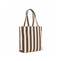 Kahverengi & Beyaz Klotho Stick Tote Çanta, %100 pamuklu keten, 30x35x10 cm, fermuarlı, Klotho koleksiyonu, Tyche Co.
