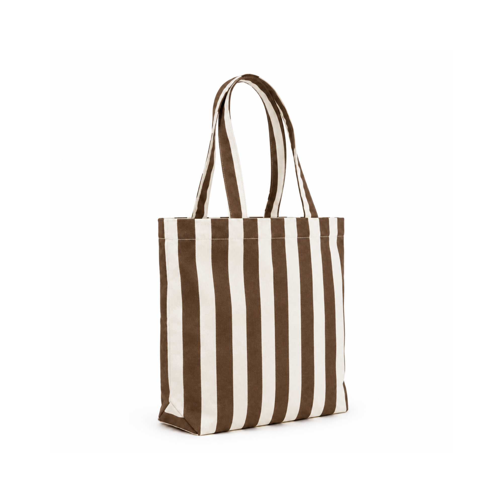Kahverengi & Beyaz Klotho Stick Tote Çanta, %100 pamuklu keten, 30x35x10 cm, fermuarlı, Klotho koleksiyonu, Tyche Co.