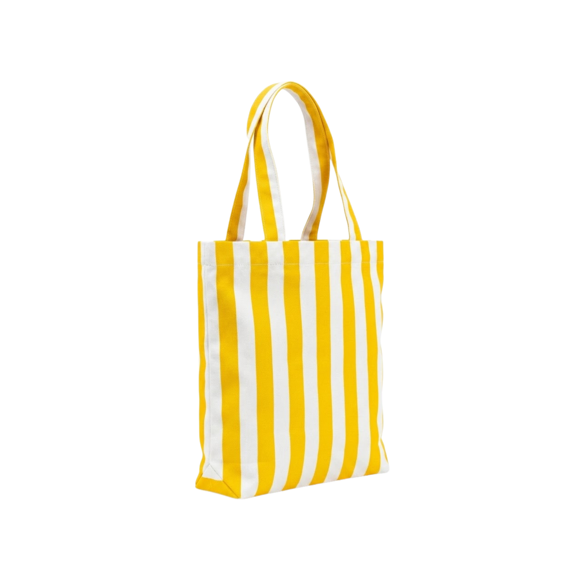 Sarı & Beyaz Klotho Stick Tote Çanta, %100 pamuklu keten, 30x35x10 cm, fermuarlı, Klotho koleksiyonu, Tyche Co.