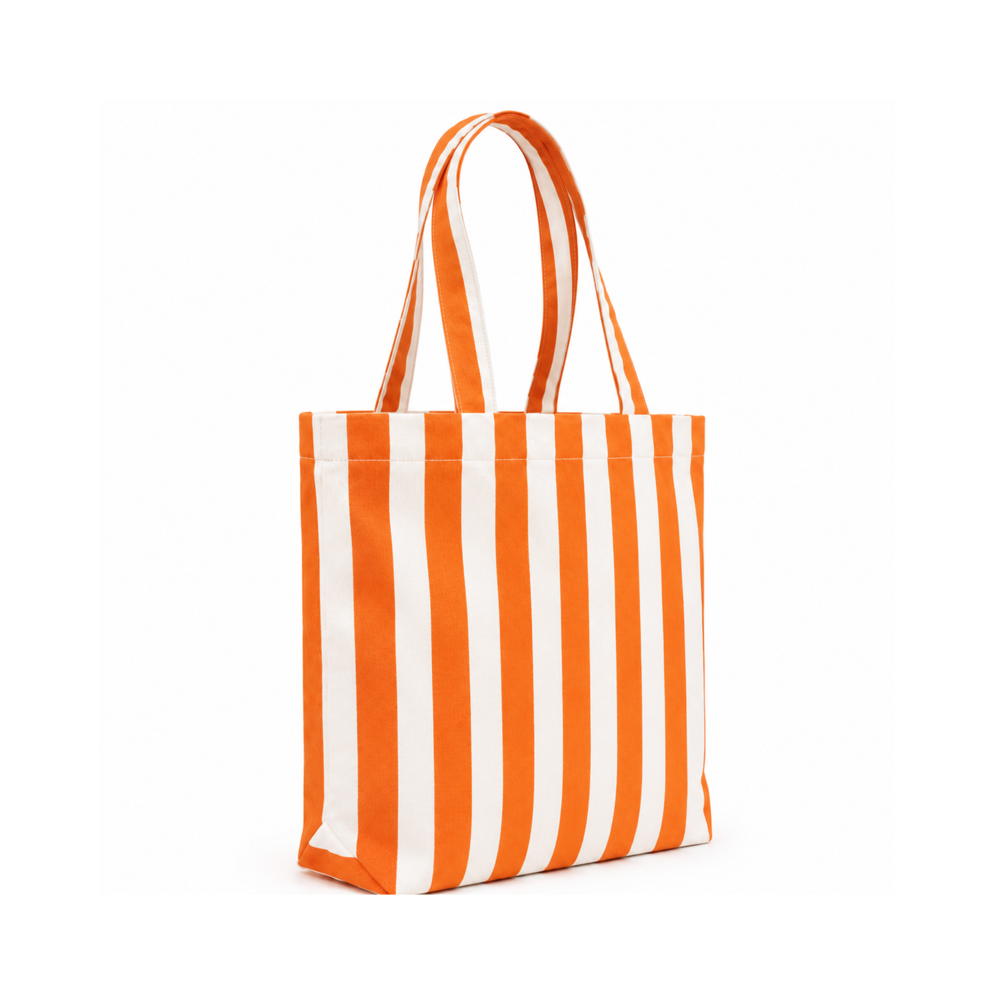 Turuncu & Beyaz Klotho Stick Tote Çanta, %100 pamuklu keten, 30x35x10 cm, fermuarlı, Klotho koleksiyonu, Tyche Co.