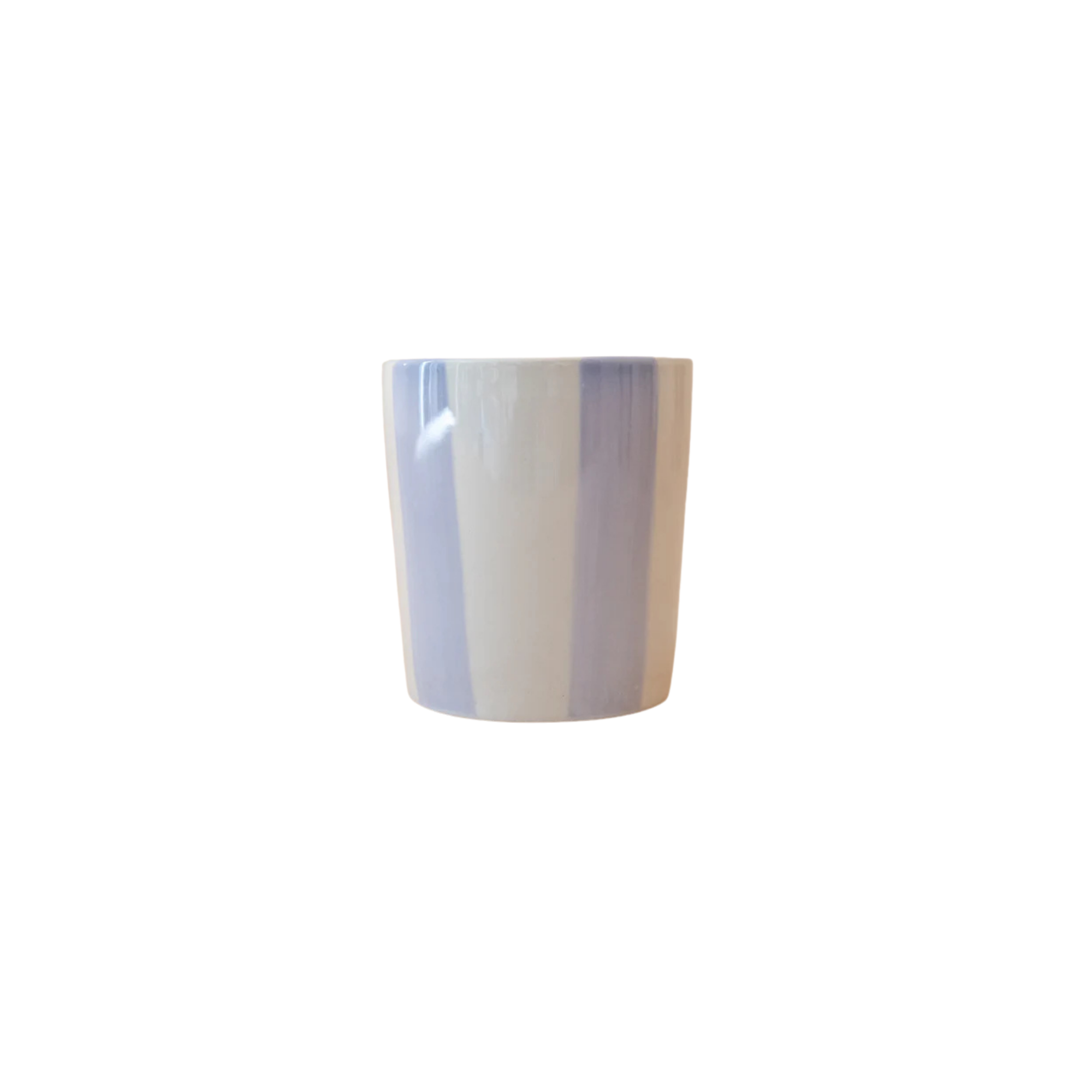 Açık Mavi & Krem Klotho Stripe Artisan Bardak, el yapımı stoneware seramik, 295 ml, Klotho koleksiyonu, Tyche Co.