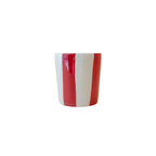 Kırmızı & Krem Klotho Stripe Artisan Bardak, el yapımı stoneware seramik, 295 ml, Klotho koleksiyonu, Tyche Co.