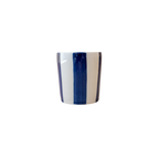 Mavi & Krem Klotho Stripe Artisan Bardak, el yapımı stoneware seramik, 295 ml, Klotho koleksiyonu, Tyche Co.
