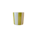 Yeşil & Krem Klotho Stripe Artisan Bardak, el yapımı stoneware seramik, 295 ml, Klotho koleksiyonu, Tyche Co.