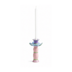 Pastel Pembe-Lavanta-Mavi Lueur Florale No.4 El Yapımı Seramik Mumluk, el yapımı seramik, el fırçası boyama, 16 cm (Yükseklik) x 8,5 cm (Çap), Lueur Florale koleksiyonu, Tyche Co..