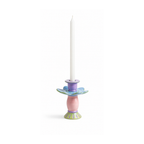 Pastel Pembe-Lavanta-Mavi Lueur Florale No.5 El Yapımı Seramik Mumluk, el yapımı seramik, el fırçası boyama, 12 cm (Yükseklik) x 8,5 cm (Çap), Florale koleksiyonu, Tyche Co..