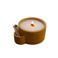 Hardal Lumina Beton Mumluk, el yapımı beton gövde, çift ahşap fitil, A kalite parafin, 13 cm çap, Lumina koleksiyonu, Studio Jera.