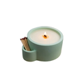 Mint Yeşili Lumina Beton Mumluk, el yapımı beton gövde, çift ahşap fitil, A kalite parafin, 13 cm çap, Lumina koleksiyonu, Studio Jera.